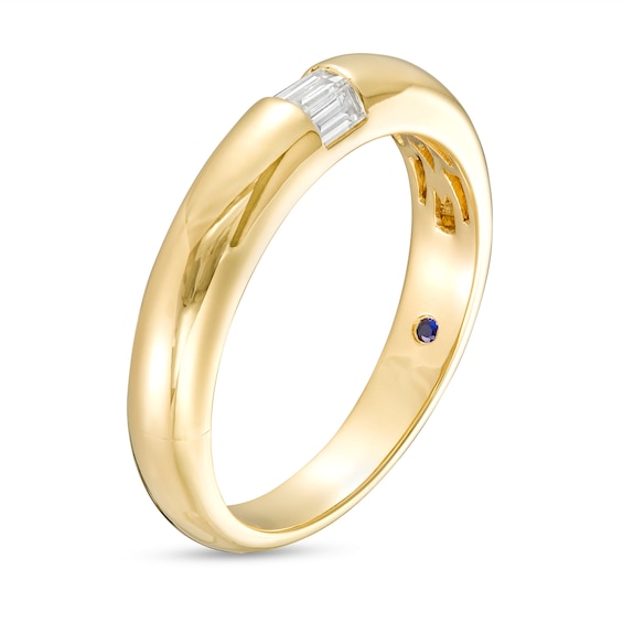 Vera Wang Love Collection Men's 0.18 CT. T.W. Baguette Diamond Three Stone Wedding Band in 14K Gold