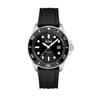 Men's Hugo Boss Ace Two-Tone Black Silicone Strap Watch with Black Dial (Model: 1513913)