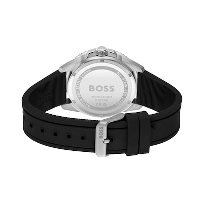 Men's Hugo Boss Ace Two-Tone Black Silicone Strap Watch with Black Dial (Model: 1513913)