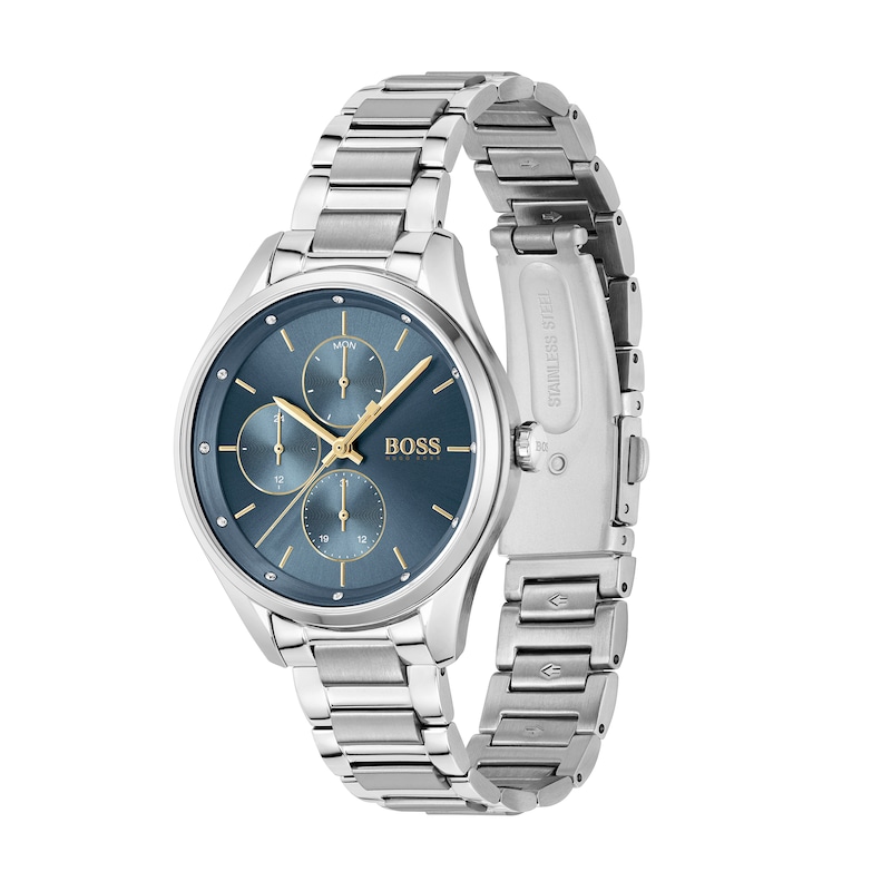 Ladies' Hugo Boss Grand Course Chronograph Watch with Blue Dial (Model: 1502583)|Peoples Jewellers