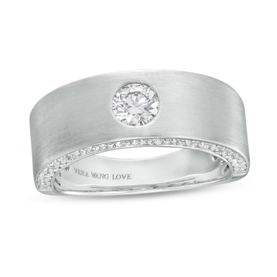 TRUE Lab-Created Diamonds by Vera Wang Love Men's 0.95 CT. T.W. Solitaire Wedding Band in 14K White Gold (F/SV2)