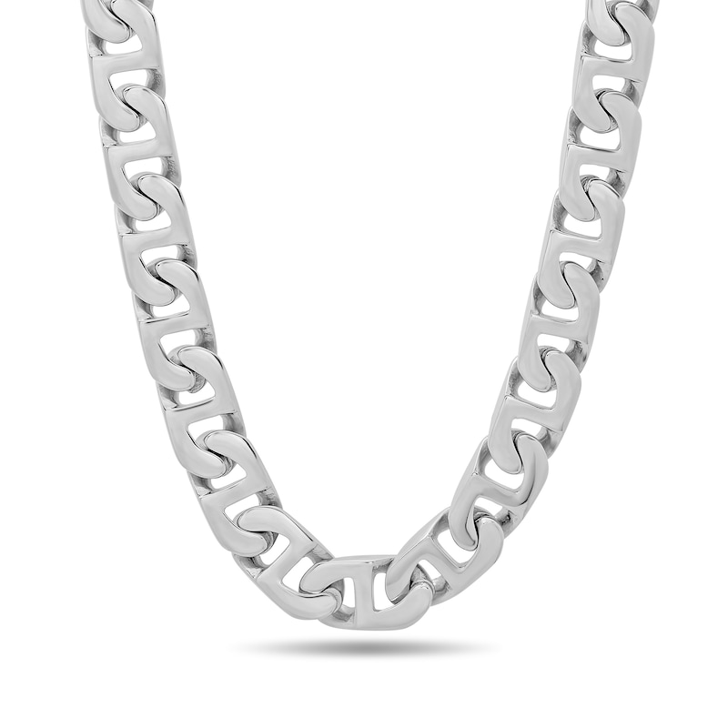 Men's 6.5mm Flat Mariner Chain Necklace in Stainless Steel - 24"|Peoples Jewellers