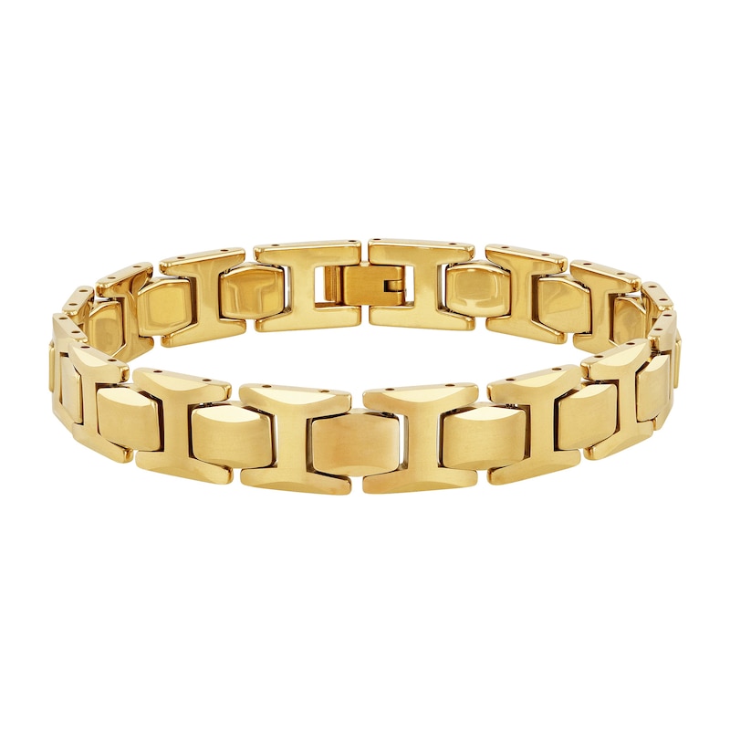 Men's 11.0mm H-Link Bracelet in Tungsten with Yellow Ion Plate - 8.5"|Peoples Jewellers