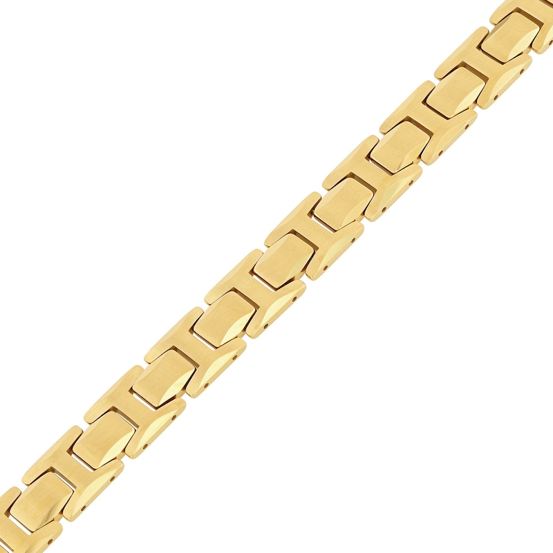 Men's 11.0mm H-Link Bracelet in Tungsten with Yellow Ion Plate - 8.5"