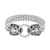 Thumbnail Image 0 of Men's Antique-Finish Double Lion Head Link Bracelet in Stainless Steel - 9.0"