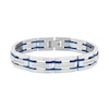 Thumbnail Image 0 of Men's 0.31 CT. T.W. Diamond Link Bracelet in Stainless Steel and Blue Ion Plate - 8.5"