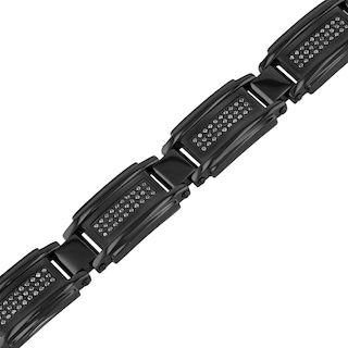 Men's 0.98 CT. T.W. Black Diamond Link Bracelet in Stainless Steel with Black Ion Plate - 8.5"