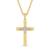 Men's 0.04 CT. T.W. Diamond Mini Cross Inlay Pendant in Stainless Steel Ion Plate