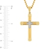 Men's 0.04 CT. T.W. Diamond Mini Cross Inlay Pendant in Stainless Steel Ion Plate