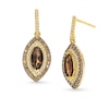 Thumbnail Image 0 of Marquise Smoky Quartz and 0.40 CT. T.W. Champagne and White Diamond Double Frame Drop Earrings in 10K Two-Tone Gold