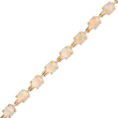 Oval Opal Link Line Bracelet in 10K Gold – 7.25"