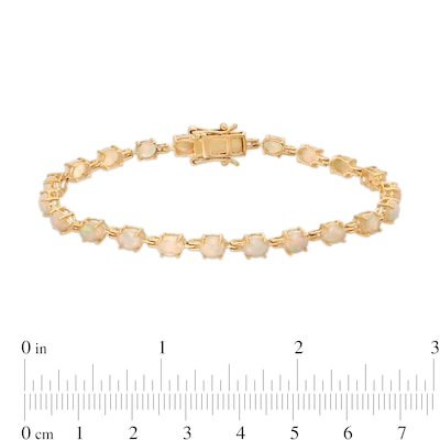 Oval Opal Link Line Bracelet in 10K Gold – 7.25"