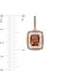 Cushion-Cut Smoky Quartz and 0.50 CT. T.W. Champagne and White Diamond Double Frame Drop Earrings in 10K Rose Gold