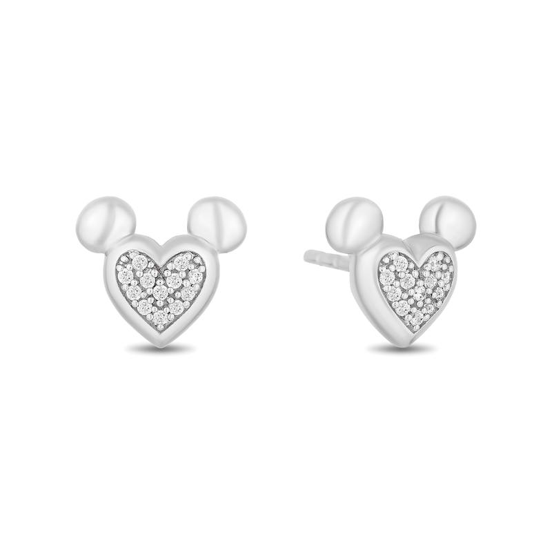 Disney Treasures Mickey Mouse 0.065 CT. T.W. Heart-Shaped Multi-Diamond Stud Earrings in Sterling Silver|Peoples Jewellers
