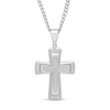 Men's 0.41 CT. T.W. Diamond Stacked Cross Pendant in Stainless Steel - 24"