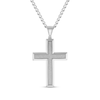 Men's 0.46 CT. T.W. Diamond Double Row Cross Pendant in Stainless Steel - 24"