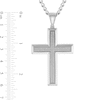 Men's 0.46 CT. T.W. Diamond Double Row Cross Pendant in Stainless Steel - 24"