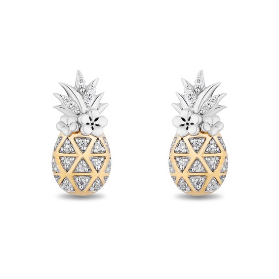 Disney Treasures Lilo and Stitch 0.065 CT. T.W. Diamond Pineapple Stud Earrings in Sterling Silver and 10K Gold