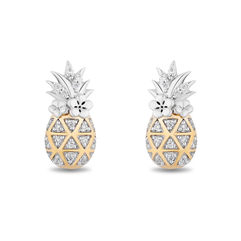 Disney Treasures Lilo and Stitch 0.065 CT. T.W. Diamond Pineapple Stud Earrings in Sterling Silver and 10K Gold|Peoples Jewellers