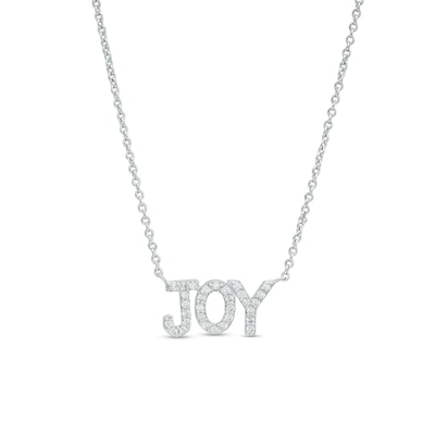 0.085 CT. T.W. Diamond "JOY" Script Necklace in Sterling Silver – 17.5"