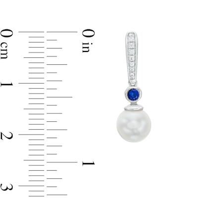 Vera Wang Love Collection 7.5mm Freshwater Cultured Pearl, Blue Sapphire and Diamond Drop Earrings in 10K White Gold