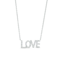 0.085 CT. T.W. Diamond &quot;LOVE&quot; Script Necklace in Sterling Silver – 17.66&quot;