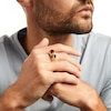 Thumbnail Image 1 of Men's Cushion-Cut Lab-Created Ruby and Diamond Accent Ribbed Shank Ring in 10K Gold