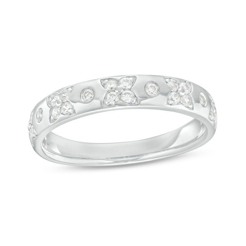 0.23 CT. T.W. Diamond Alternating Floral Pattern Anniversary Band in 14K Gold|Peoples Jewellers