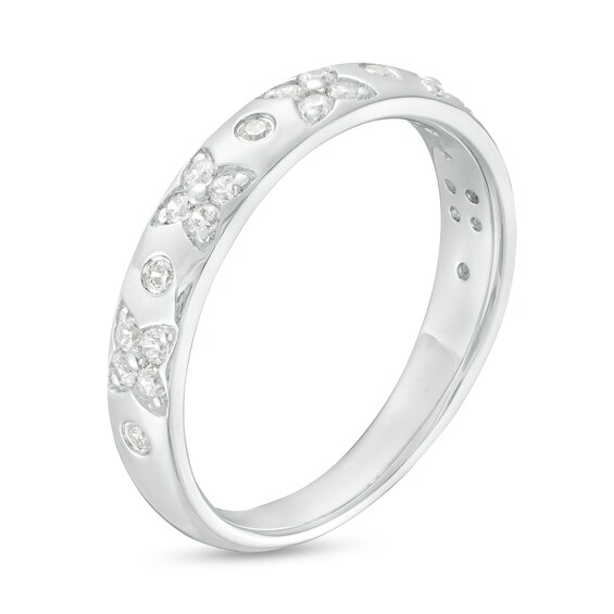 0.23 CT. T.W. Diamond Alternating Floral Pattern Anniversary Band in 14K Gold