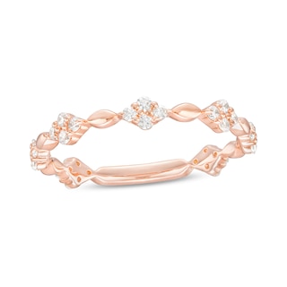 0.23 CT. T.W. Diamond Alternating Anniversary Band in 10K Rose Gold