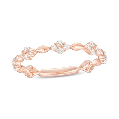 0.23 CT. T.W. Diamond Alternating Anniversary Band in 10K Rose Gold