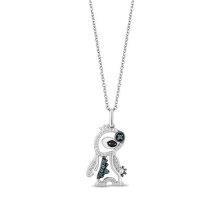 Disney Treasures Lilo and Stitch Blue Topaz and 0.085 CT. T.W. Black and White Diamond Pendant in Sterling Silver