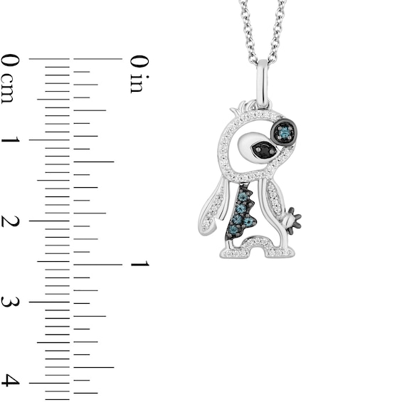 Disney Treasures Lilo and Stitch Blue Topaz and 0.085 CT. T.W. Black and White Diamond Pendant in Sterling Silver