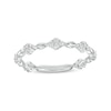 0.23 CT. T.W. Diamond and Oval Bead Alternating Anniversary Band in 10K White Gold