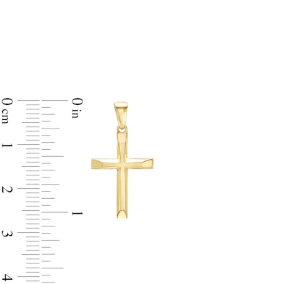 Polished Slope-Ends Cross Necklace Charm in 14K Gold