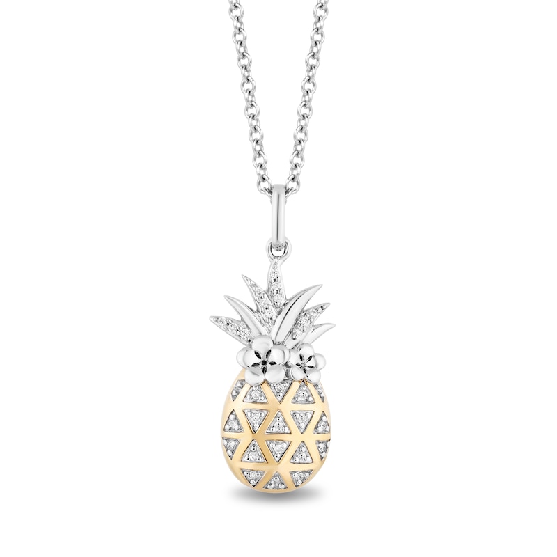Disney Treasures Lilo and Stitch 0.065 CT. T.W. Diamond Pineapple Pendant in Sterling Silver and 10K Gold – 19"