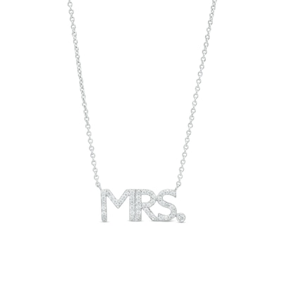 0.085 CT. T.W. Diamond "MRS." Script Necklace in Sterling Silver – 17.5"