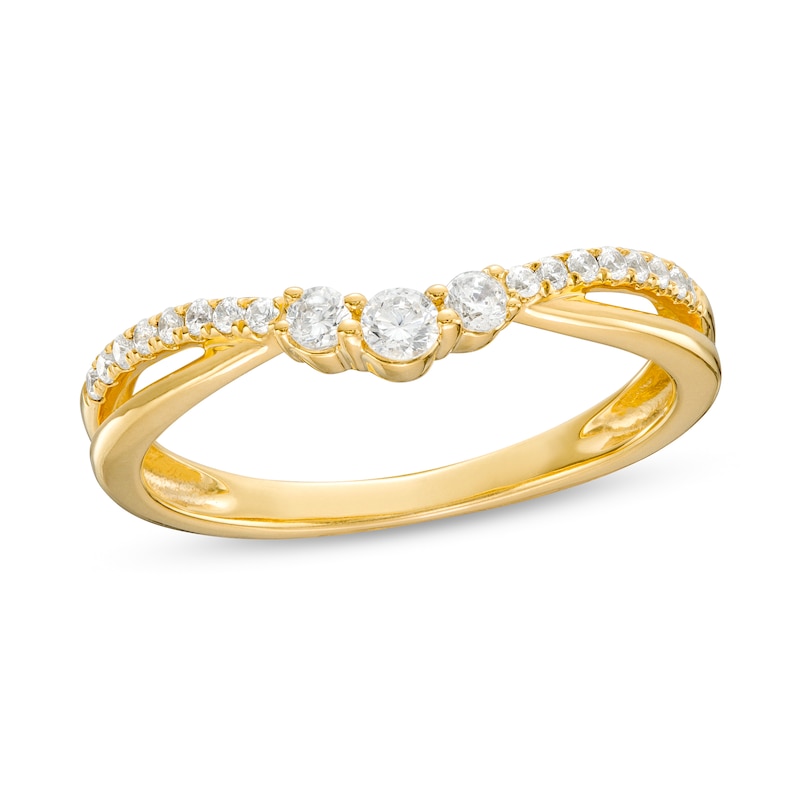 0.25 CT. T.W. Diamond Contour Split Shank Anniversary Band in 10K Gold|Peoples Jewellers