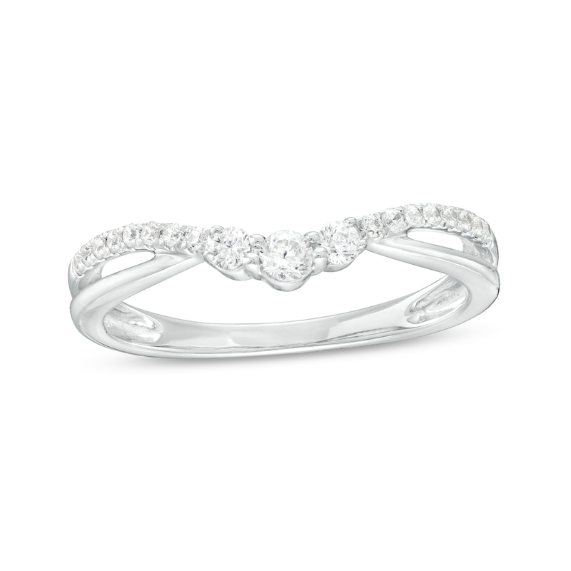 Main Image 1 of 0.25 CT. T.W. Diamond Contour Split Shank Anniversary Band in 10K White Gold