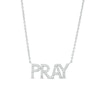 Thumbnail Image 0 of 0.085 CT. T.W. Diamond "PRAY" Script Necklace in Sterling Silver – 17.7"