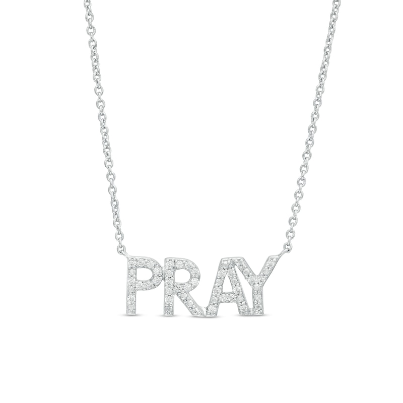 0.085 CT. T.W. Diamond "PRAY" Script Necklace in Sterling Silver – 17.7"|Peoples Jewellers