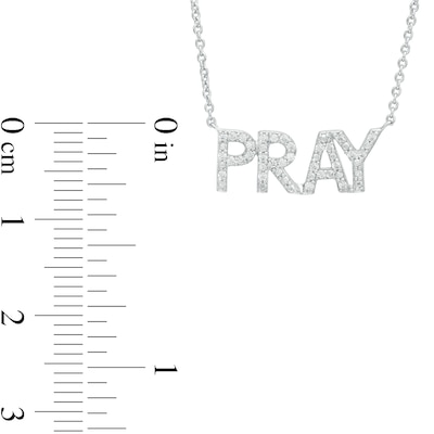 0.085 CT. T.W. Diamond "PRAY" Script Necklace in Sterling Silver – 17.7"