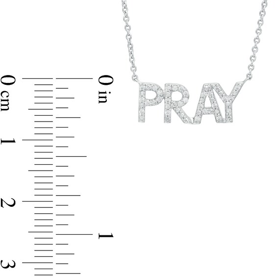 0.085 CT. T.W. Diamond "PRAY" Script Necklace in Sterling Silver – 17.7"