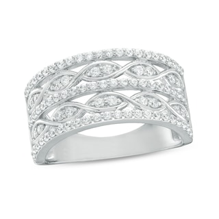 0.45 CT. T.W. Diamond Twist Multi-Row Anniversary Band in 10K White Gold