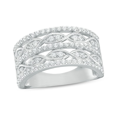 0.45 CT. T.W. Diamond Twist Multi-Row Anniversary Band in 10K White Gold