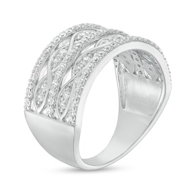 0.45 CT. T.W. Diamond Twist Multi-Row Anniversary Band in 10K White Gold