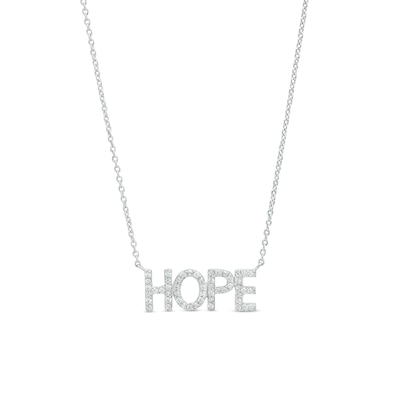 0.085 CT. T.W. Diamond "HOPE" Script Necklace in Sterling Silver – 17.69"