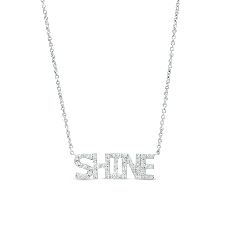 0.085 CT. T.W. Diamond "SHINE" Script Necklace in Sterling Silver – 17.78"|Peoples Jewellers