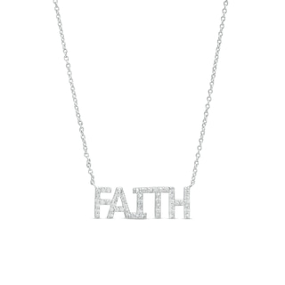 0.085 CT. T.W. Diamond "FAITH" Script Necklace in Sterling Silver – 17.76"