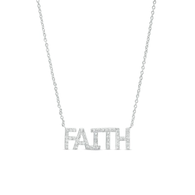 0.085 CT. T.W. Diamond "FAITH" Script Necklace in Sterling Silver – 17.76"